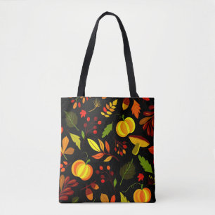 Bolsa Tote Folhas de outono e Pumpkins Elegante