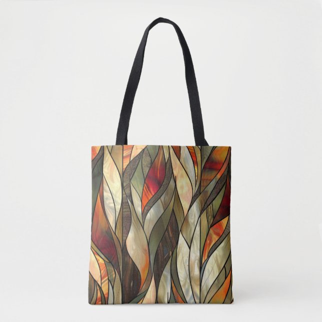 Bolsa Tote Folhas de Outono Falso Vidro Manchado (Frente)