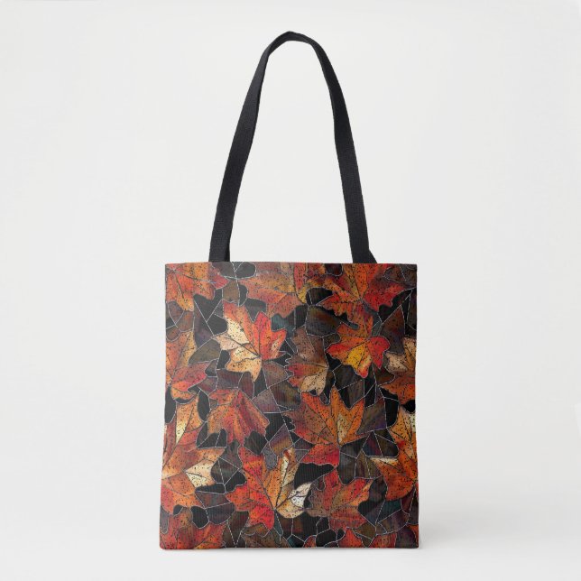 Bolsa Tote Folhas de outono Padrão de Vidro Obtido Multicor (Frente)