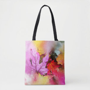 Bolsa Tote Folhas de outono pasta de cor aquosa de outono