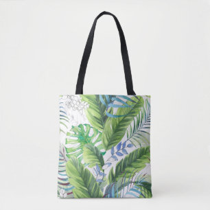 Bolsa Tote Folhas de palma de aquarelas, fundo sem soldadura