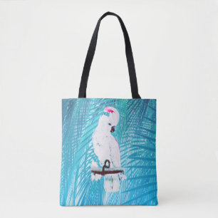 Bolsa Tote Folhas de Palma Tropicais de Cockatoo Branco Bonit