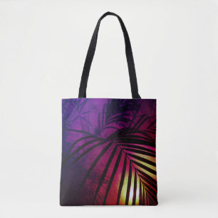 Bolsa Tote Folhas de palmeira pôr do sol moderno tropical