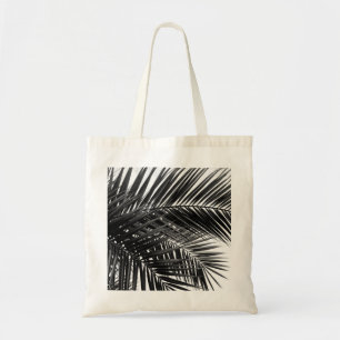 Bolsa Tote Folhas de palmeira tropicais - fotografia preto e
