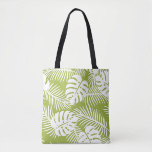 Bolsa Tote Folhas de Palmeira Verdes Padrão Floresta Tropical
