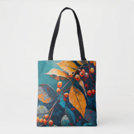 Bolsa Tote Folhas de queda pintadas com óleo. Folhagem natura