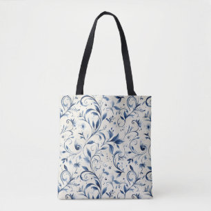 Bolsa Tote Folhas de salsa azul Elegante - Fundo branco (2)