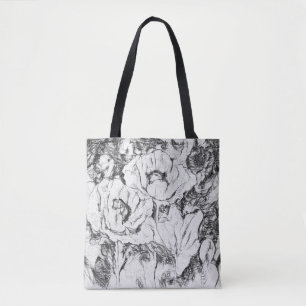Bolsa Tote Folhas desenhadas de caneta desenhadas estampadas 
