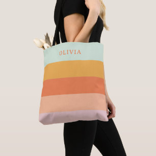 Bolsa Tote Folhas Geométricas Retroativas Personalizadas Pina