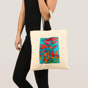 Bolsa Tote Folhas laranja Arte em aquarela original de Outono