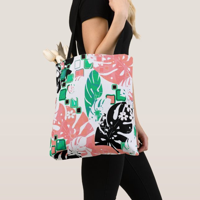 Bolsa Tote Folhas modernas da abstrato da selva tropical sem  (Close Up)