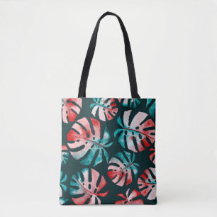 Bolsa Tote Folhas Tropicais abstrato, Aquarela Brilhante.