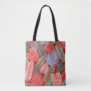 Bolsa Tote Folhas Tropicais De Doodle: Escuro Desenho De Mão
