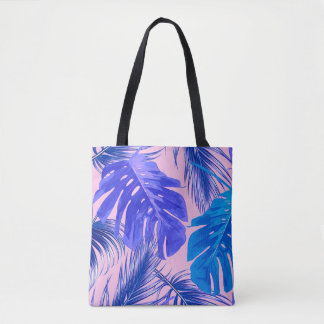 Bolsa Tote Folhas tropicais de palma, folhas de selva, flora 