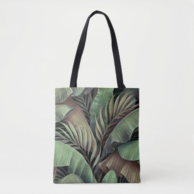 Bolsa Tote Folhas tropicais de palma, ilustração tridimension (Frente)