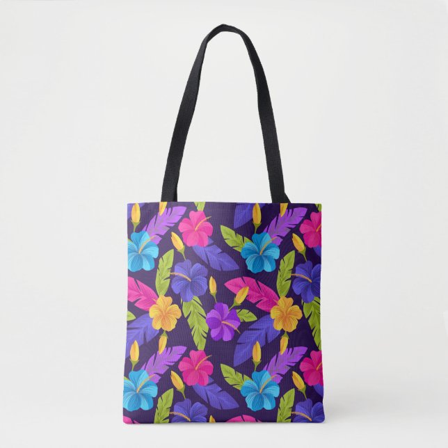 Bolsa Tote Folhas tropicais e flores Padrão-23857 (Frente)