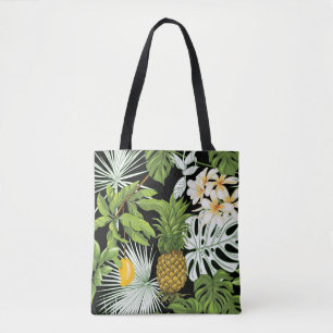 Bolsa Tote Folhas tropicais e frutas, sem costura