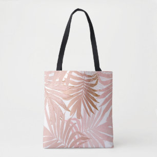 Bolsa Tote Folhas tropicais: padrão de gradiente brilhante.