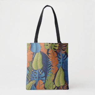 Bolsa Tote Folhas tropicais, padrão floral sem costura.