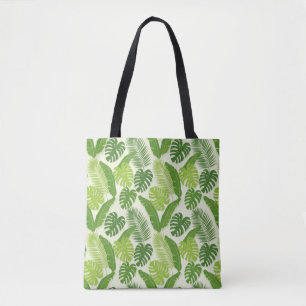 Bolsa Tote Folhas Tropicais & Padrão Sem Costura Monstera