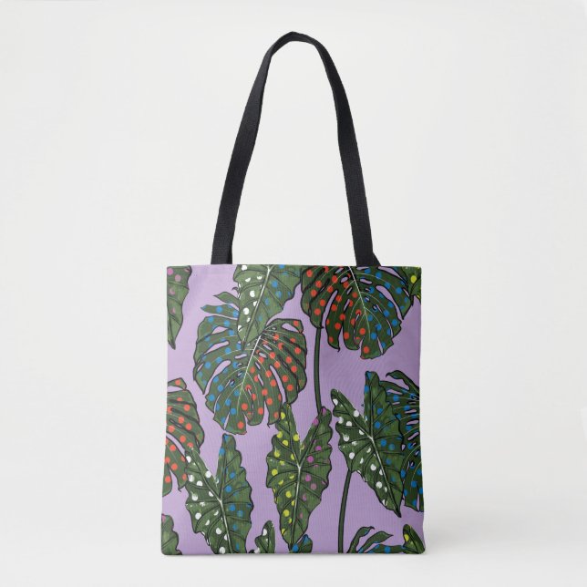 Bolsa Tote Folhas tropicais sem costura em pop colorida (Frente)