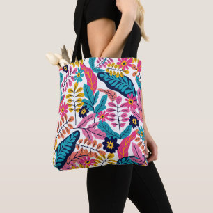 Bolsa Tote Folhas Tropicais Vibrantes e Botânica Exótica