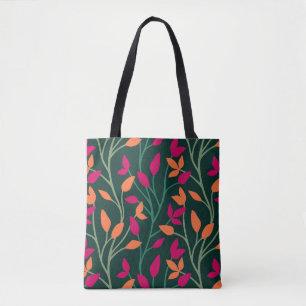 Bolsa Tote Folhas Verde Escuro Botânicas Vibrantes e Elegante
