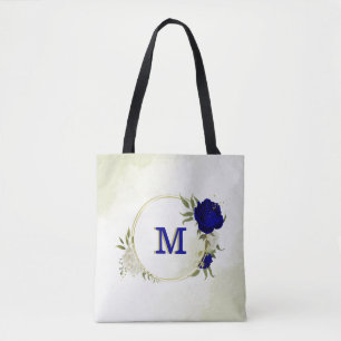 Bolsa Tote Folhas verdes azuis-reais