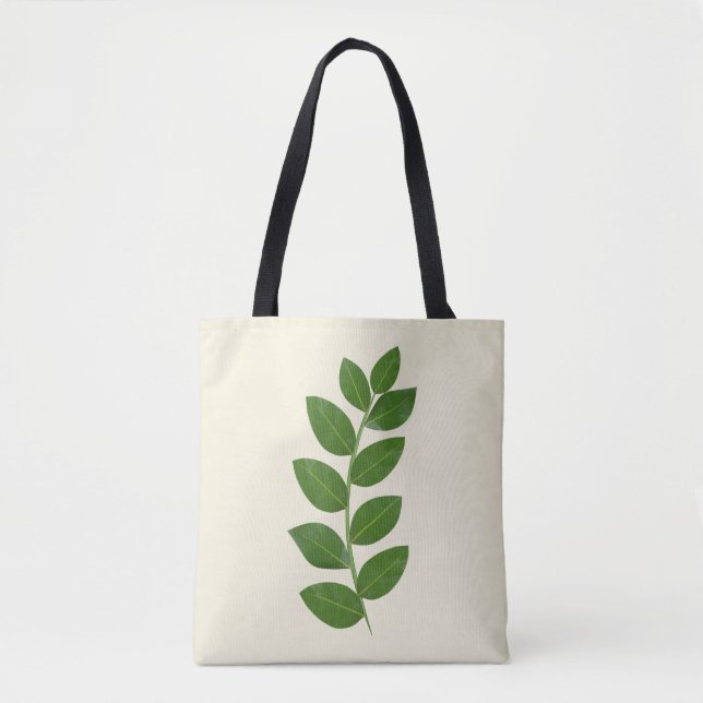 Bolsa Tote Folhas Verdes de Planta Moderna (Frente)