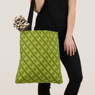 Bolsa Tote Folhas verdes tropicais de palmeira padrão diagona