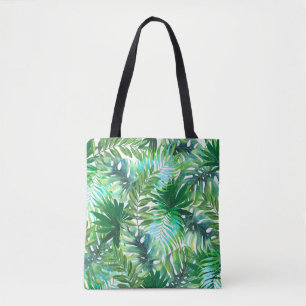 Bolsa Tote Folhas Verdes Tropicais, Sem Água.