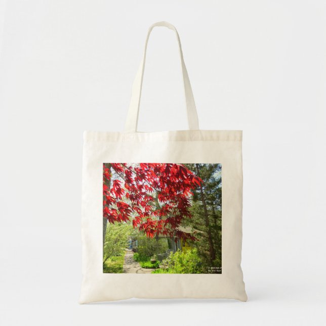 Bolsa Tote Folhas Vermelhas e Caminho de Martha (Frente)