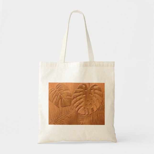 Bolsa Tote Foliage de madeira esculpida Impressão (Frente)
