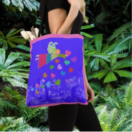 Bolsa Tote Folk Art Angel Hearts 