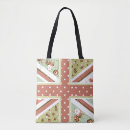 Bolsa Tote Folk do Diário Quilt British Union Jack Flowers