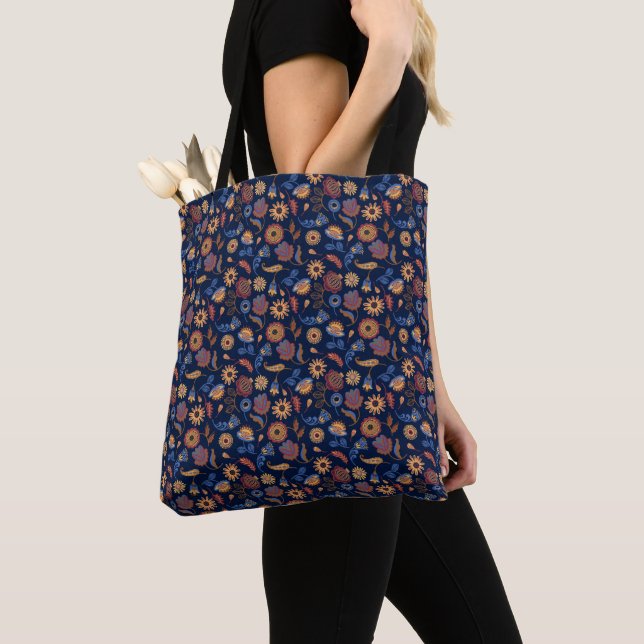 Bolsa Tote Folk Rustic Floral (Close Up)