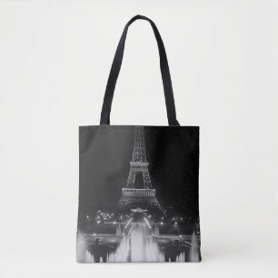 Bolsa Tote Fonte de Paris vintage Torre Eiffel noite