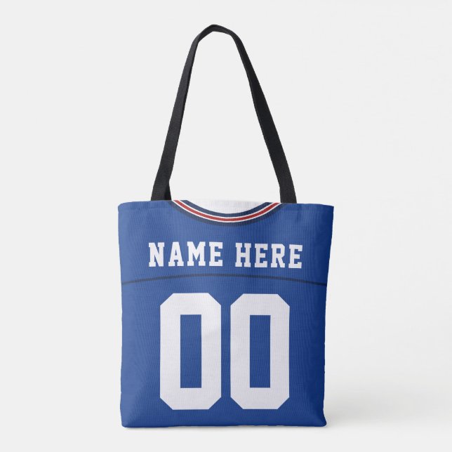 Bolsa Tote Football Jersey, Blue, Name & Number Modelo (Verso)