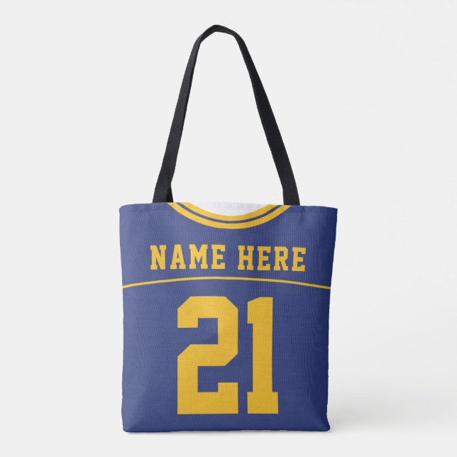 Bolsa Tote Football Jersey, Blue, Name & Number Modelo (Verso)