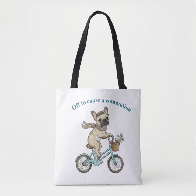 Bolsa Tote Fora para Causar uma Comemoração – Bulldog Francês (Frente)