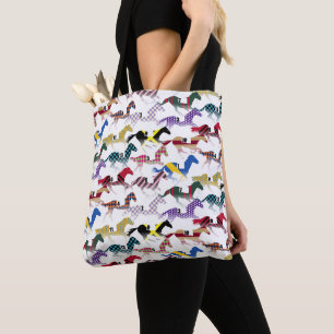 Bolsa Tote Fora para o padrão de seda Jockey Races