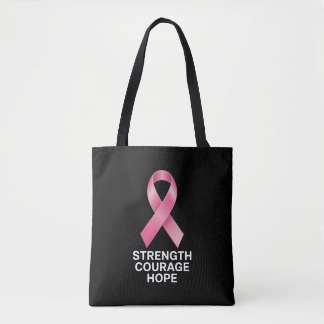 Bolsa Tote Força Coragem Esperança – Conscientização do Cânce (Frente)