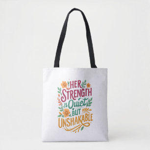 Bolsa Tote Força Inabalável – Citação Empoderadora para Mulhe