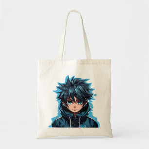 Bolsa Tote Força Turquesa: Menino de Manga em Estilo Anime