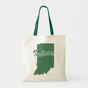 Bolsa Tote Forest Green State Of Indiana Shape Tot Bag