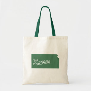 Bolsa Tote Forest Green State Of Kansas Shape Tote Bag