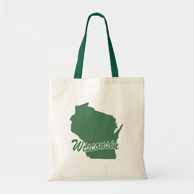 Bolsa Tote Forest Green State Of Wisconsin Shape Bag (Frente)