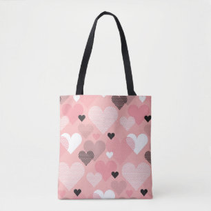 Bolsa Tote Forma cardíaca padrão uniforme moderno em ruas d