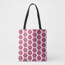 Bolsa Tote Forma de Flor Xadrez Vermelho Rosa