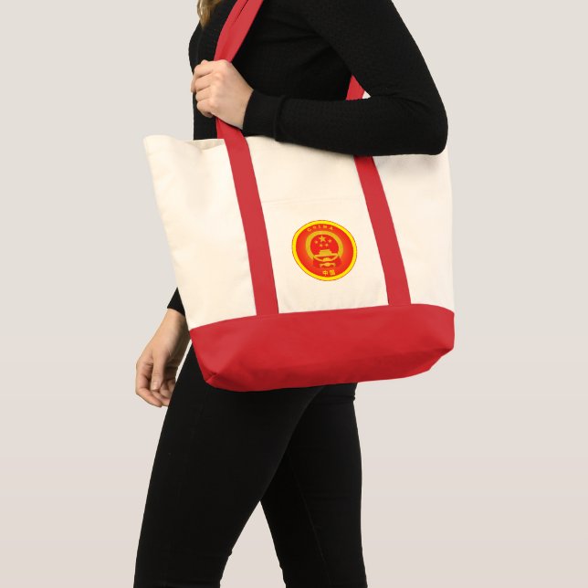 Bolsa Tote Forma do Círculo Emblema Nacional da China (Frente (produto))